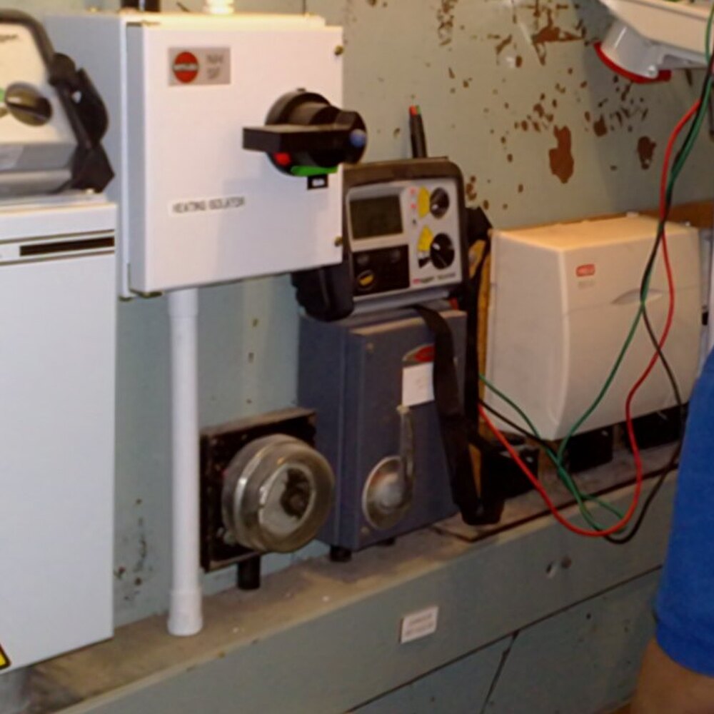 Test equipment in use on a Mike Thompson Electrical maintenance visit